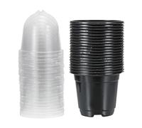 PATIKIL Nursery Pots with Humidity Dome, 20 Sets 3.5" Plastic Gardening Pot Planting Container Cups Plant Starting Pots with Drainage Holes, Black