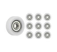 PATIKIL Nylon Round Pulley, 10 Pack 5x22x7mm Ball Bearing Guide Pulley Roller Round Wheel Double Metal Shielded Chrome Steel Bearings, White Silver Tone