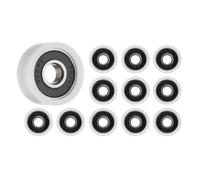 PATIKIL Nylon Round Pulley, 12 Pack 8x26x11mm Ball Bearing Guide Pulley Roller Round Wheel Double Metal Shielded Chrome Steel Bearings, White Silver Tone