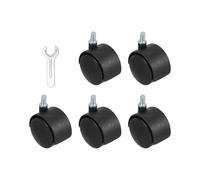PATIKIL Office Chair Wheels Replacement 2", 8 Pcs Nylon Heavy Duty Office Furniture Casters Wheels with Wrench Universal Wheel for Hardwood Floor Carpet, Black(Screw Stem)