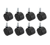 PATIKIL Office Chair Wheels Replacement 8x20mm, 8 Pcs 1.5" Nylon Heavy Duty Office Furniture Casters Wheels with Universal Wheel for Hardwood Floor Carpet, Black(Standard Stem)