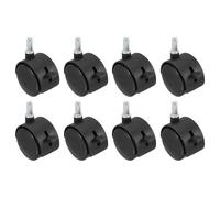 PATIKIL Office Chair Wheels Replacement 8x20mm, 8 Pcs 2" Nylon Heavy Duty Office Furniture Casters Wheels with Universal Wheel for Hardwood Floor Carpet, Black(with Brake)