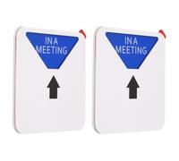 PATIKIL Office Door Sign, 2Pcs 4 Options Do Not Disturb/Please Knock/Out of Office/In a Meeting Sign Privacy Sign for Office Business Meeting Conference, 5.1 Inch, Silver Tone