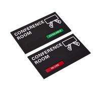 PATIKIL Office Door Signs, Conference Room Available in Use Sign Acrylic Self-Adhesive Office Supplies Sticker for Home Library, Black Meeting Room, White Letters, 1 Pcs