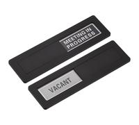 PATIKIL Office Door Signs, Meeting in Progress Vacant Sign Acrylic Self-Adhesive Office Supplies Sticker for Meeting Room Home Library, Black, 1 Pcs