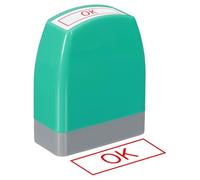 PATIKIL OK Notice Stamp Self Inking, Red Ink Refillable Office Business Stamp Pre Inked Stamper, Green