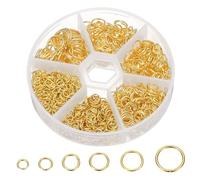 PATIKIL Open Jump Rings, 1000 Pcs 4/5/6/7/8/10mm Round Ring Charm Loops Connector for Jewelry Making Supplies DIY Craft Keychains Necklaces Earrings, Gold Tone