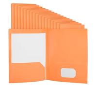PATIKIL Orange Plastic Folders with Pockets, 24 Pack Plastic Pocket Folders Two Pocket Letter Size Heavy Duty for Office Business Card Holder, 9.3x11.4inch