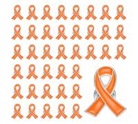PATIKIL Orange Ribbon Pins, 50 Pcs Awareness Pins with Secure Clutch Back Enamel Lapel Brooch for Public Charity Support Fundraiser Events