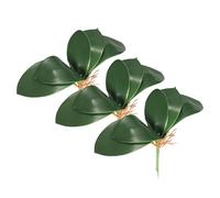 PATIKIL Orchid Leaves 9.45 Inch, 3 Pcs Small Artificial Faux Phalaenopsis Foliage Real Latex Touch Green Plant 5 Leaves with Stems for Home Flowers Pot Decor, Green
