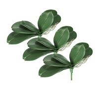 PATIKIL Orchid Leaves 9.45 Inch, 3 Pcs Small Artificial Faux Phalaenopsis Foliage Real Latex Touch Green Plant Lover 5 Leaves with Stems for Home Flowers Pot Decor, Green