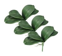 PATIKIL Orchid Leaves 9.45 Inch, 3 Pcs Small Artificial Faux Phalaenopsis Foliage Real Latex Touch Green Plant 4 Leaves with Stems for Home Flowers Pot Decor, Green