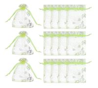 PATIKIL Organza Bags, 100 Pcs 2.8 x 3.5 Inch Mesh Candy Pouch with Drawstring Butterfly Jewelry Gift Bags for Wedding Christmas Festival Makeup Supply, Fruit Green Silver