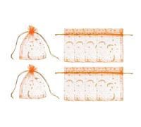 PATIKIL Organza Bags, 50 Pcs 7 x 9cm Mesh Candy Pouch with Drawstring Moon Star Jewelry Gift Bags for Wedding Christmas Festival Makeup Supply, Orange Gold