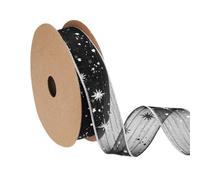 PATIKIL Organza Star Ribbon Wired, 1 Inch Wide 20 Yards Christmas Tree Print Sheer Glitter Ribbon for Gift Wrapping Garland Bouquet Ornaments Party Decorations, Black
