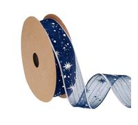 PATIKIL Organza Star Ribbon Wired, 1 Inch Wide 20 Yards Christmas Tree Print Sheer Glitter Ribbon for Gift Wrapping Garland Bouquet Ornaments Party Decorations, Navy Blue