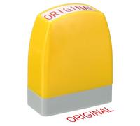 PATIKIL Original Time Notice Self Inking Stamp - Red Ink Office Pre Inked Message, Refillable Business Stamp - Yellow