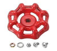 PATIKIL Outside Faucet Handle Square Stem Hole 5x5mm, Cast Steel Faucet Round Wheel Handle Replacement Water Spigot Handle with Screws Spacer, Red