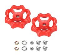 PATIKIL Outside Faucet Handle Square Stem Hole 8x8mm, ABS Round Wheel Faucet Handles Replacement Water Spigot Handle with Screws Spacer, Red, 2Pcs