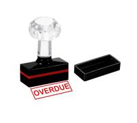 PATIKIL Overdue Stamp Self Inking, Red Ink Office Stamps Pre Inked Message Stamp Refillable Business Stamp, Black