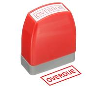 PATIKIL Overdue Time Notice Rubber Stamps Stamper Self Inking, Red Ink Office Pre Inked Message Stamp for Business, Red