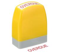 PATIKIL Overdue Time Notice Stamp Self Inking, Red Ink Office Stamps Pre Inked Message Stamp Refillable Business Stamp, Yellow