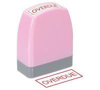 PATIKIL Overdue Time Notice Stamp Self Inking, Red Ink Office Stamps Pre Inked Message Stamp Refillable Business Stamp, Pink