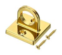 PATIKIL Pad Eye Plate U Hooks, Metal Ceiling Hook Wall Mount Loop with Screws Hardware Ring Hooks for Hanging Ropes in Queue Barrier, Bright Golden