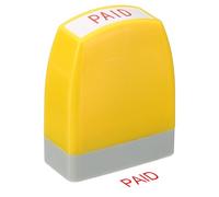 PATIKIL Paid Notice Stamp Self Inking, Red Ink Office Stamps Pre Inked Message Stamp Refillable Business Stamp, Yellow