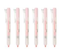 PATIKIL Pale Pink Highlighter, 6 Pcs Retractable Highlighters Click High Lighters No Bleeds Chisel Tip Colored Markers for Offices Note Taking Underline Drawing Reading (AHM27301C6)