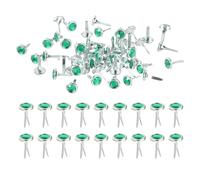 PATIKIL Paper Fasteners, 100 Pcs Mini Metal Rhinestone Round Head Fastener Split Pins for Craft Art Scrapbooking DIY Pins Supplies, Green 0.5"x0.3"
