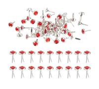 PATIKIL Paper Fasteners, 100 Pcs Mini Metal Rhinestone Round Head Fastener Split Pins for Craft Art Scrapbooking DIY Pins Supplies, Red 0.5"x0.3"