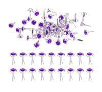 PATIKIL Paper Fasteners, 100 Pcs Mini Metal Rhinestone Round Head Fastener Split Pins for Craft Art Scrapbooking DIY Pins Supplies, Dark Purple 0.5"x0.3"