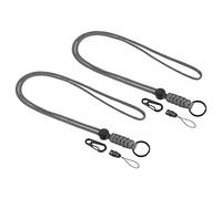 PATIKIL Paracord Lanyard 20 Inch, 2 Pack Necklace Keychain Cord Metal Clasp Hook Ring Strap for Keys Whistle ID Card Badge Holder, Gray