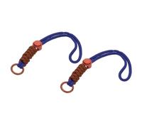 PATIKIL Paracord Lanyard Keychain, 2Pcs Cell Phone Keychain Rope Wrist Lanyards Braided Strap with Spring Ring for Hanging Key, Dark Blue, Orange