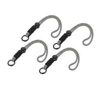 PATIKIL Paracord Lanyard Keychain, 4Pcs Cell Phone Keychain Rope Wrist Lanyards Braided Strap with Spring Ring for Hanging Key, Wavy Design, Black, Grey