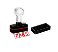PATIKIL Pass Stamp Self Inking, Red Ink Office Stamps Pre Inked Message Stamp Refillable Business Stamp, Black