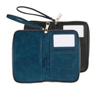 PATIKIL Passport Holder for Travel, 2 Pieces RFID Blocking Travel Wallet Essentials Organizer with Card Slots & Zipper Portable Business Boarding Pass Credit ID Cards, Black, Peacock Blue