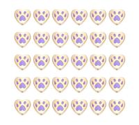 PATIKIL Paw Print Heart Beads, Enamel Alloy Dog Cat Paw Charms Pendant Cute Animal Footprint Charms for DIY Jewelry Making Craft Bracelet Necklace-50Pcs(Purple)