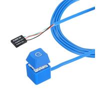 PATIKIL PC Power Button with 70" Cable Desktop Computer External Power Switch ON/Off LED PC Power Supply Button Extention with Splitter for Computer Motherboard, Blue