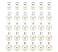 PATIKIL Pearl Charm, 100pcs Pearl Beads Faux Pearl Pendant Charm Beautiful 8 mm 10 mm 12 mm 14 mm 16 mm DIY for Making s Wedding Crafts, Silvery Beige