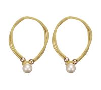 PATIKIL Pearl Curtain Tiebacks, 2 Pack Pearl Tiebacks Decorative Holders with Fasten Ring Ropes Curtain Tie Backs for Window Drapery,Golden Yellow
