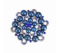 PATIKIL Pearl Floral Crystal Brooch, Elegant Imitation Pearl Brooches Pin Fashion Rhinestone Flower Lapel Pin for Women Wedding Bridal Suit Clothes Hat Jewelry Gift, Blue