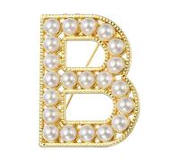 PATIKIL Pearl Letter Brooch Pins for Women, Gold Plated Pearl Broach Initial Alphabet B Letter Lapel Badges Pin for Men Girl Wife Suits Clothes Dress Bouquet Coat, Gold Tone