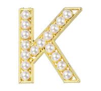 PATIKIL Pearl Letter Brooch Pins for Women, Gold Plated Pearl Broach Initial Alphabet K Letter Lapel Badges Pin for Men Girl Wife Suits Clothes Dress Bouquet Coat, Gold Tone