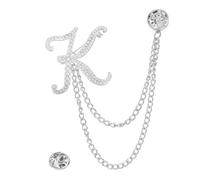 PATIKIL Pearl Letter K Hanging Chain Brooch Suit Pin Set, Silver