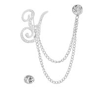 PATIKIL Pearl Letter Y Hanging Chain Brooch Suit Pin Set, Silver