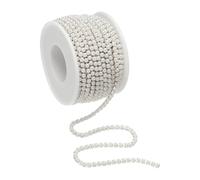 PATIKIL Pearl Trim Chain 30ft x 3mm, Silver Pearl Applique Trim Beaded Cup Chain for Sewing Crafts DIY Clothing Jewelry Making Decoration, White