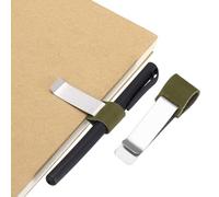 PATIKIL Pen Loop for Notebook, Brass Wax Retro Leather Pencil Holder Pen Clip for Notebook Clipboards Pocket Office Traveler Journals Planner, Olive Green/Silver