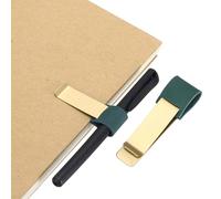 PATIKIL Pen Loop for Notebook, Brass Wax Retro Leather Pencil Holder Pen Clip for Notebook Clipboards Pocket Office Traveler Journals Planner, Light Blue/Brass